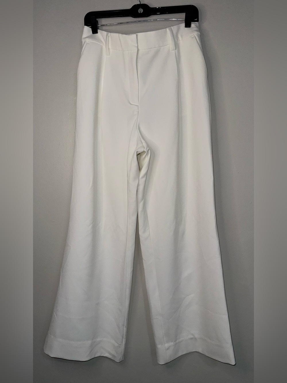 Reformation Pleated Wide-Leg White Trousers